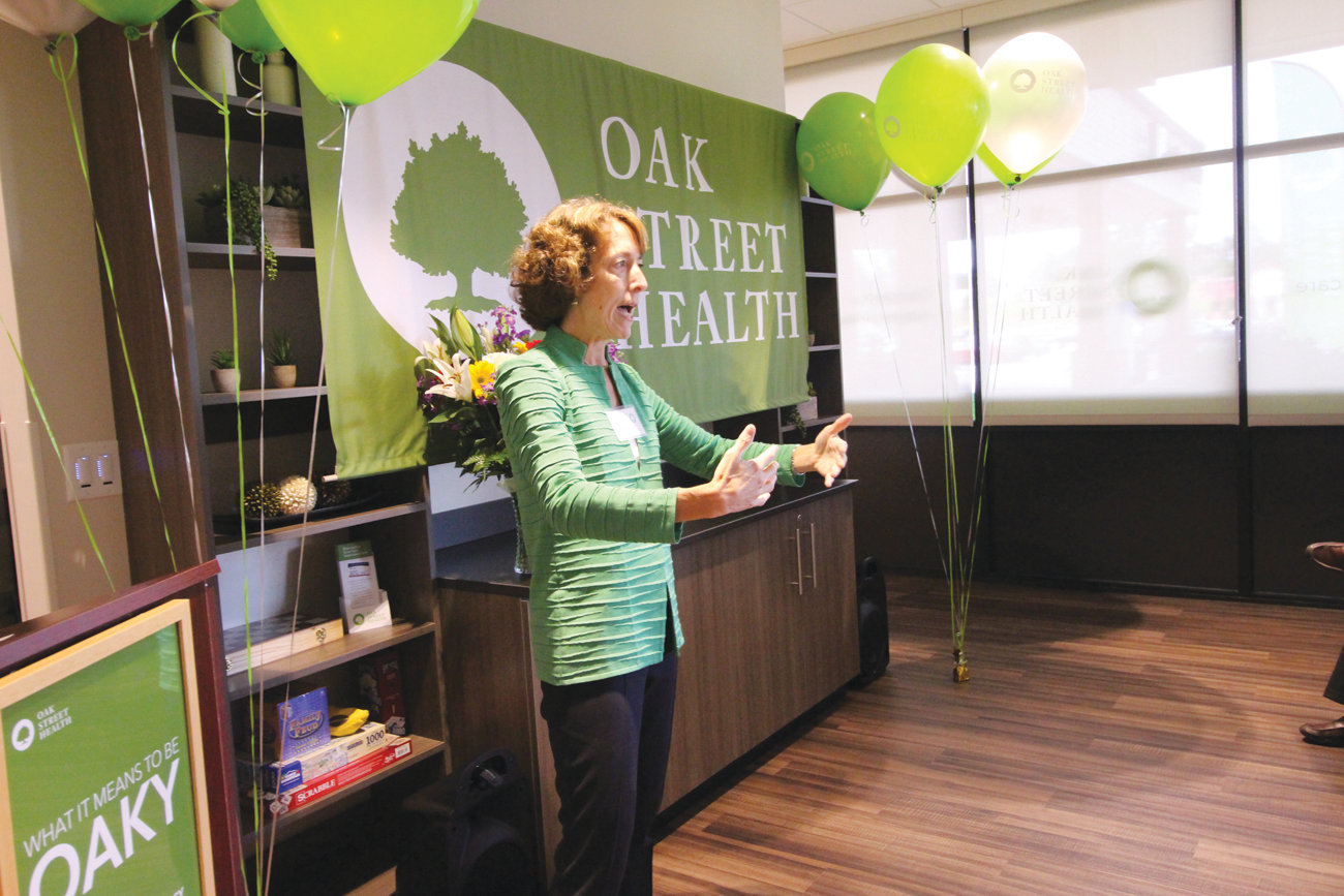 IT’S A MARRIAGE: Speaking at Monday’s opening ceremony, Kim Keck, BCBSRI president and CEO, said the partnership with Oak Street Health marries BCBSRI’s philanthropic efforts with its work.